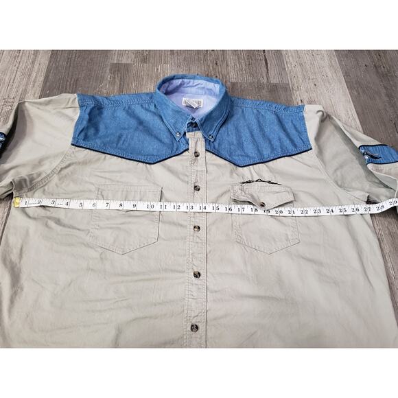 Vintage Express Rider Western Demin Long Sleeve Button Down Collared Shirt - Picture 5 of 6